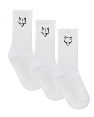 Naked Wolfe 3 Pack Mens Egyptian Cotton Socks Men's Socks White UK | K7N-4939