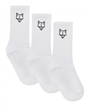 Naked Wolfe 3 Pack Womens Egyptian Cotton Socks Women's Socks White UK | F5J-3739