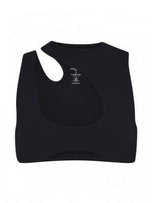 Naked Wolfe Cut Out Crop Women's Activewear Black UK | I3S-1694