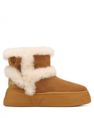 Naked Wolfe K-01 Shearling Men's Boots Brown UK | P2E-1757