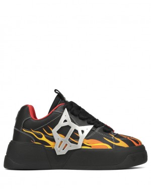 Naked Wolfe Kosa Flames Men's Sneakers Black UK | A4P-8823