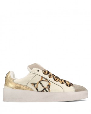 Naked Wolfe Ram Women's Sneakers White / Gold UK | V1J-9384