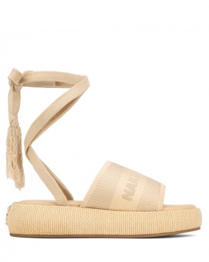 Naked Wolfe Surf Raffia Women's Sandals Beige UK | L1O-5101