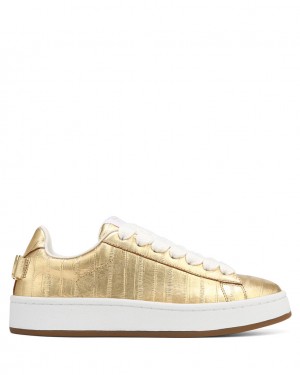 Naked Wolfe Suri Eel Print Women's Sneakers Gold UK | O0D-2620