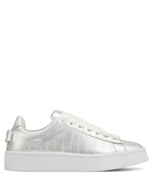 Naked Wolfe Suri Eel Print Women's Sneakers Silver UK | R2K-3436