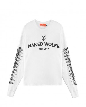 Naked Wolfe Thermal Men's T Shirts White UK | W4C-1985