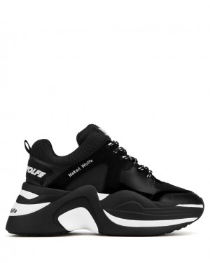 Naked Wolfe Track Double Women's Sneakers Black UK | Z5A-1968