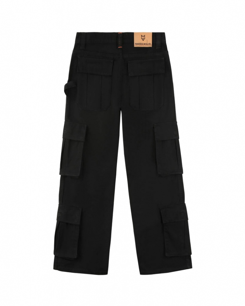 Naked Wolfe Baggy Pocket Cargo Pants Men's Pants Black UK | B8M-1362