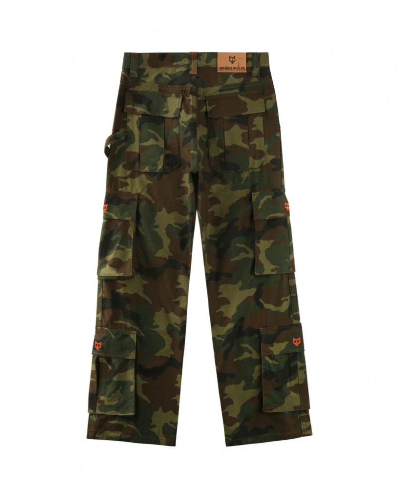 Naked Wolfe Baggy Pocket Cargo Pants Men's Pants Camo UK | K3B-2185