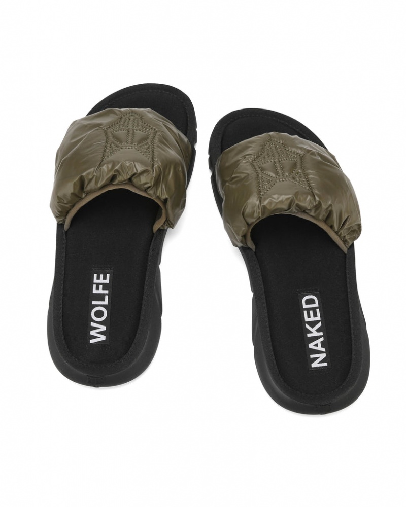 Naked Wolfe Coasting Men's Slides Khaki UK | P6J-6782