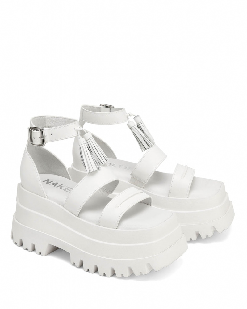 Naked Wolfe Dare Women's Sandals White UK | B4N-3340