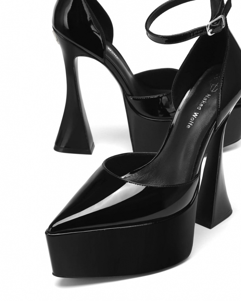 Naked Wolfe Daria Patent Women's Heels Black UK | E4X-2291