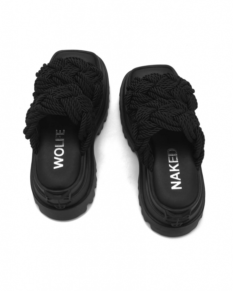 Naked Wolfe Drama Rope Women's Sandals Black UK | T2N-4375