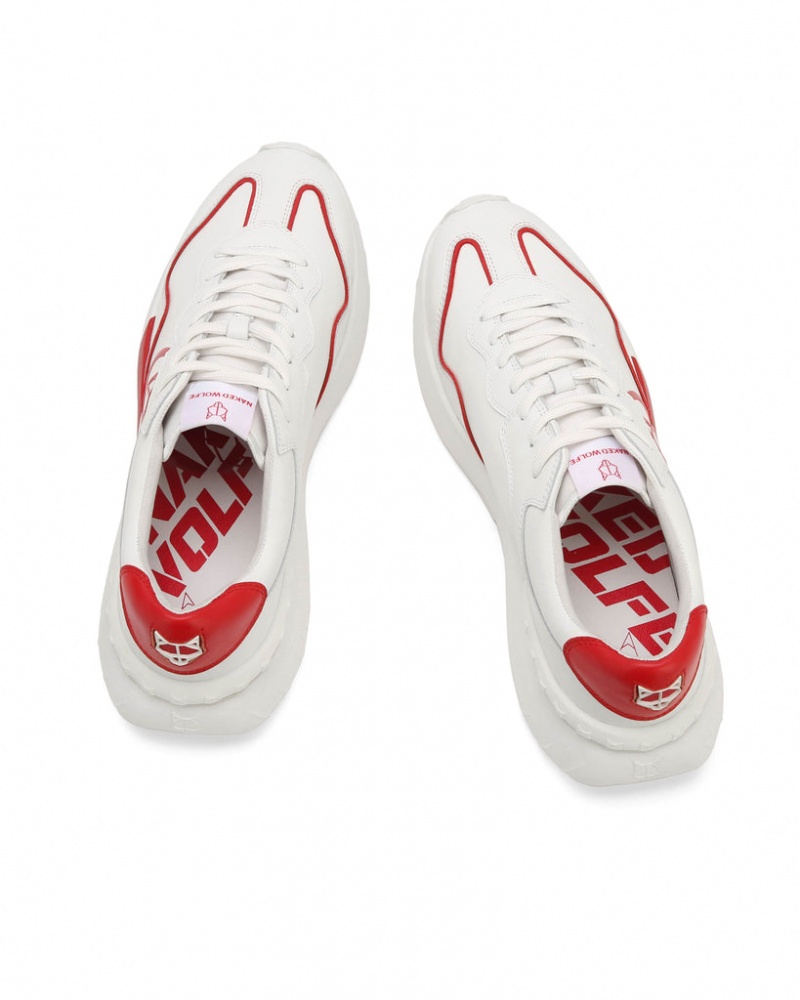 Naked Wolfe Drought Men's Sneakers White / Red UK | P1U-8281