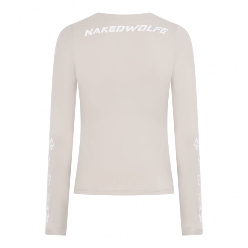 Naked Wolfe Esme Long Sleeve Gym Top Women's Activewear White UK | G1L-1927