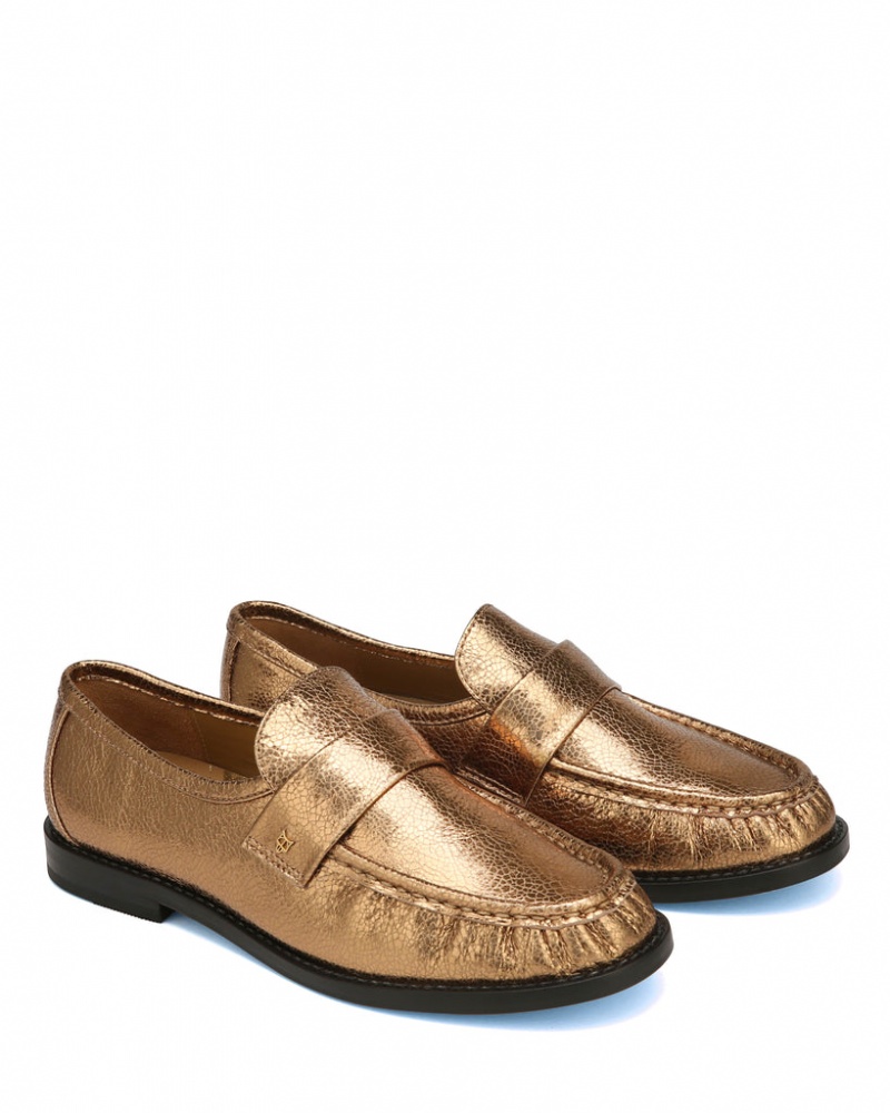 Naked Wolfe Goldie Foil Sheep Women's Loafers Gold UK | T7P-9833