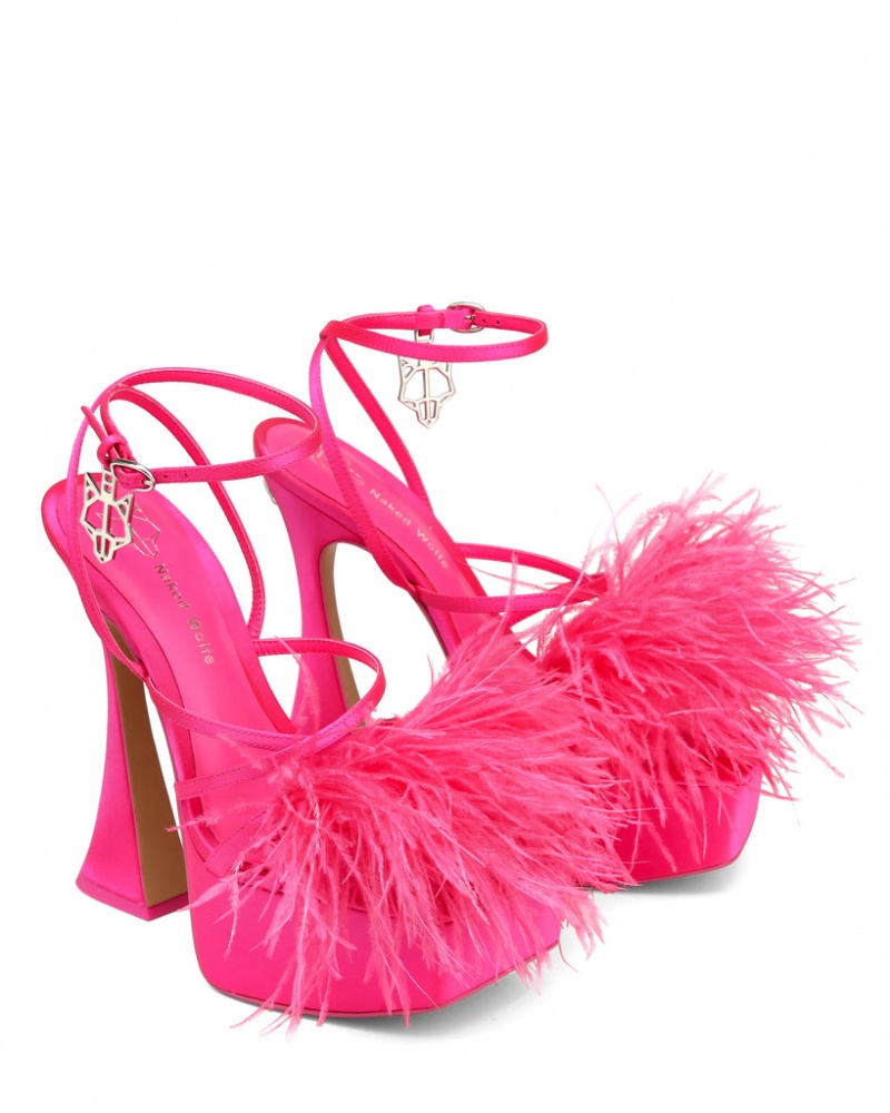 Naked Wolfe Hope Feather Women's Heels Pink UK | O0E-5110