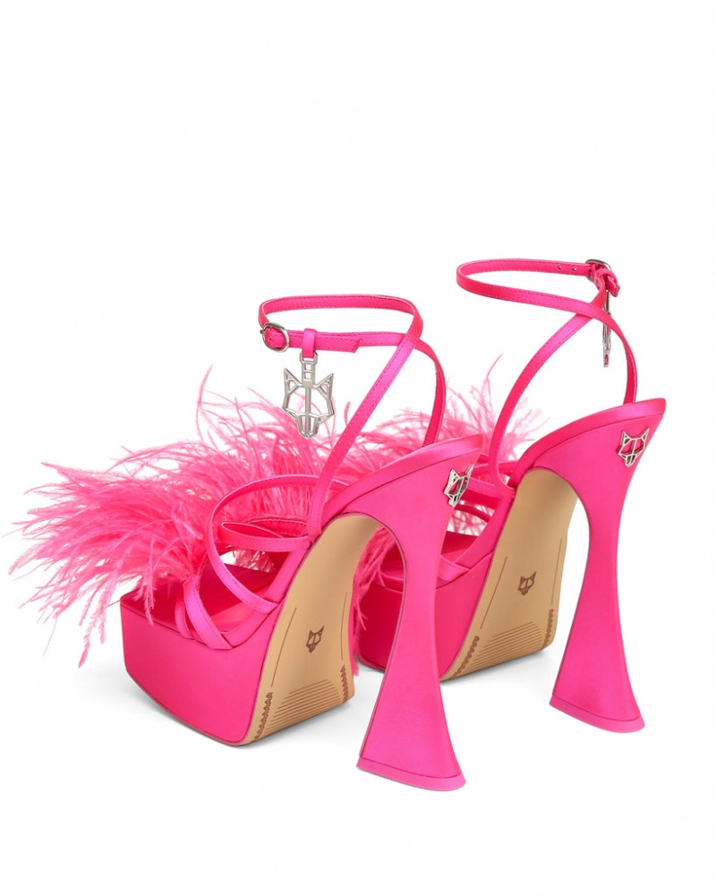 Naked Wolfe Hope Feather Women's Heels Pink UK | O0E-5110