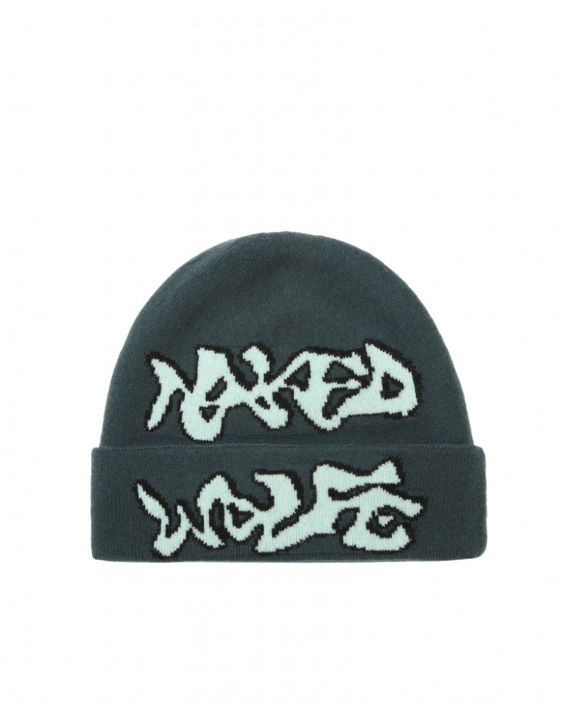 Naked Wolfe Ice Beanie Men\'s Hats Blue UK | A5X-2384