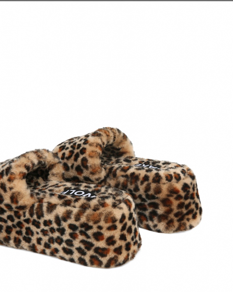 Naked Wolfe Ivy Shearling Print Women's Sandals Leopard UK | V5L-7739