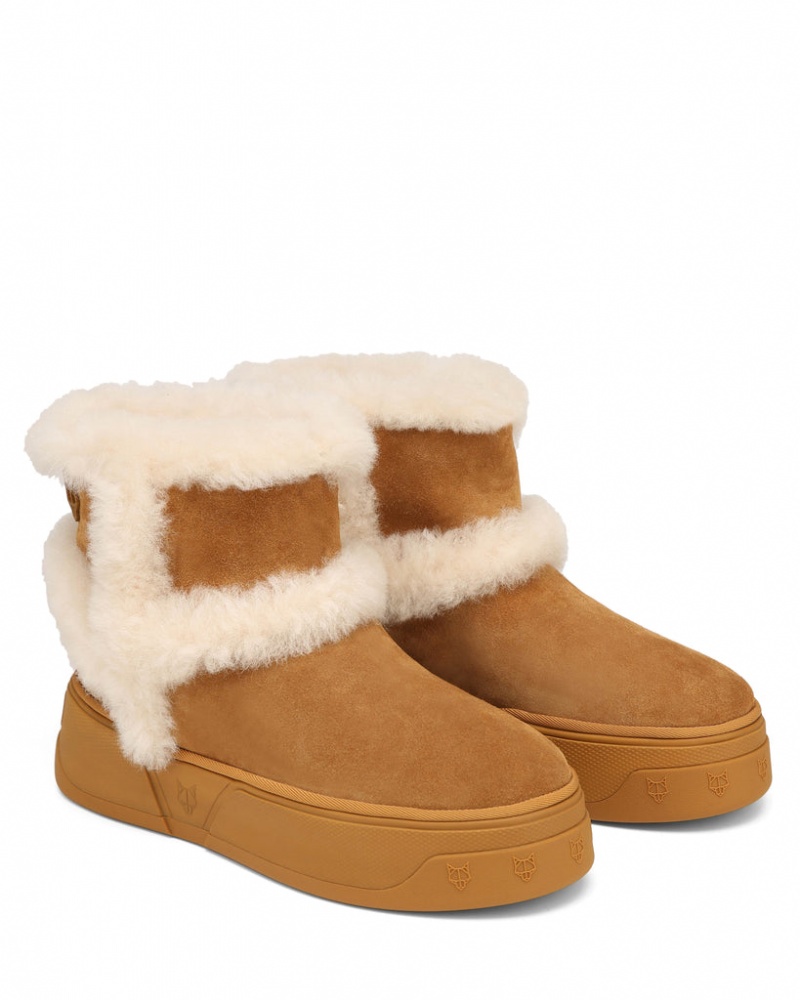 Naked Wolfe K-01 Shearling Men's Boots Brown UK | P2E-1757