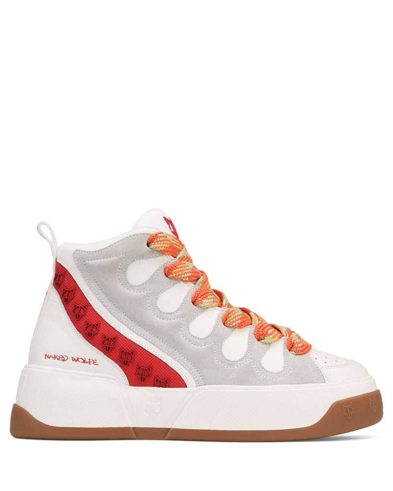 Naked Wolfe King Men's Sneakers White / Red UK | A3S-1408