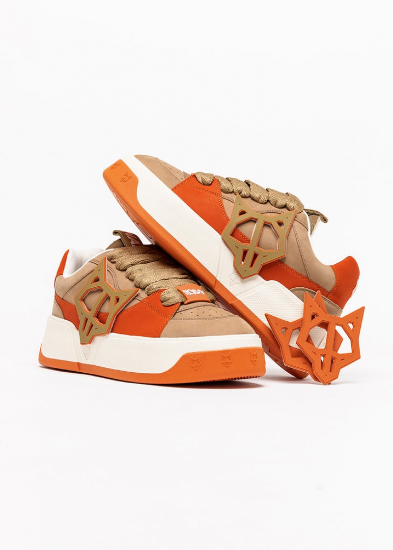 Naked Wolfe Kosa Creme Men's Sneakers Brown / Orange UK | B4I-1062