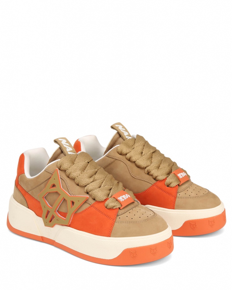 Naked Wolfe Kosa Creme Men's Sneakers Brown / Orange UK | B4I-1062