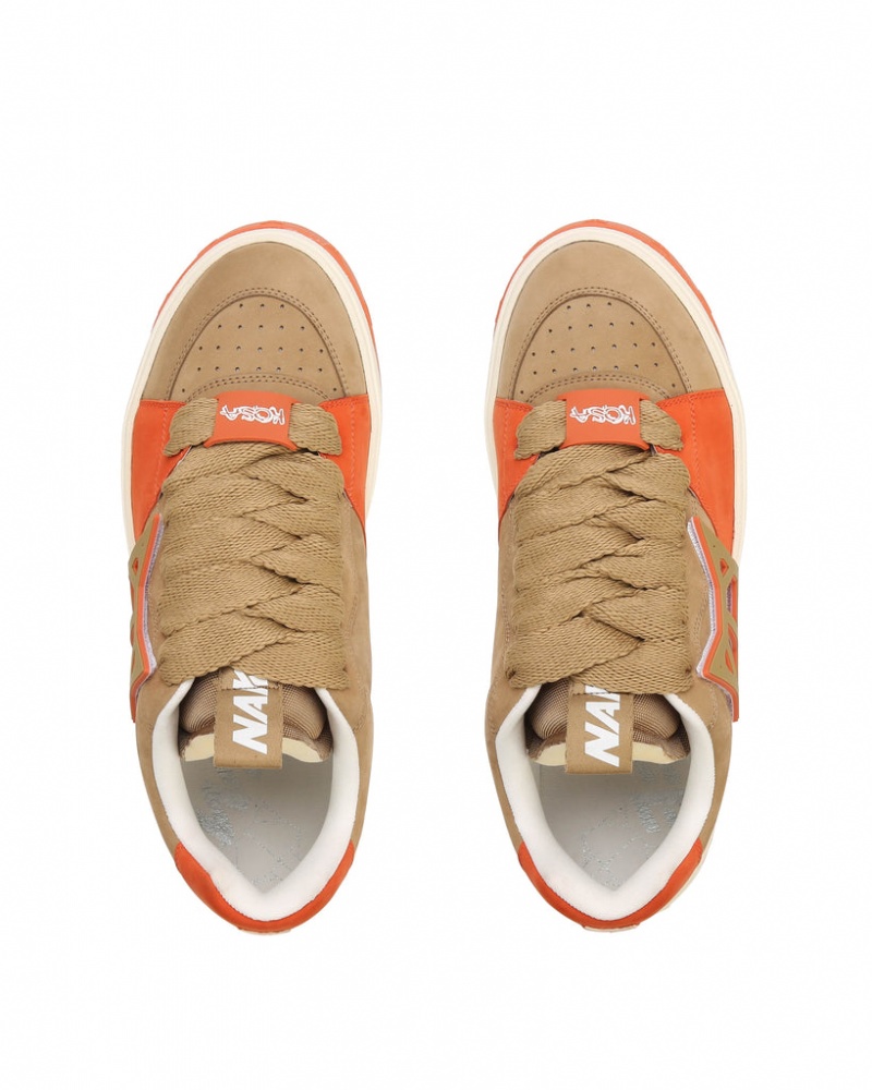 Naked Wolfe Kosa Creme Men's Sneakers Brown / Orange UK | B4I-1062