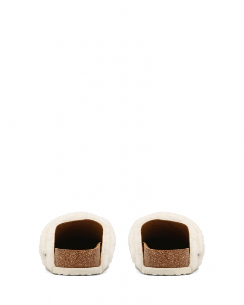 Naked Wolfe Malta Creme Shearling Men's Slides White UK | G2P-7112