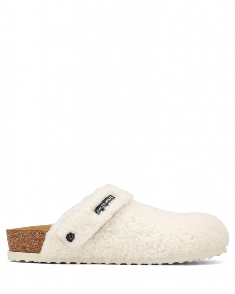 Naked Wolfe Malta Creme Shearling Men\'s Slides White UK | G2P-7112