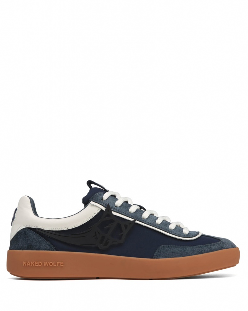 Naked Wolfe Palm Men's Sneakers Navy UK | G0J-6757