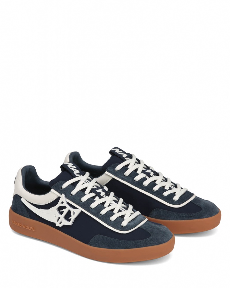 Naked Wolfe Palm Men's Sneakers Navy UK | G0J-6757