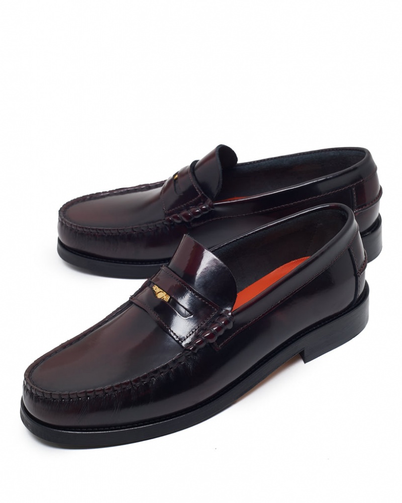 Naked Wolfe Riviera Box Men's Loafers Burgundy UK | F0R-5753