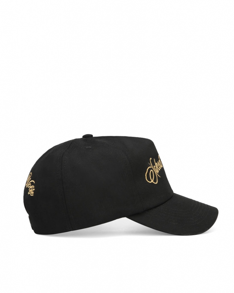 Naked Wolfe Signature Unconstructed Cap Men's Hats Black / Gold UK | E0I-4525