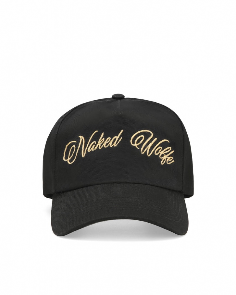 Naked Wolfe Signature Unconstructed Cap Men\'s Hats Black / Gold UK | E0I-4525