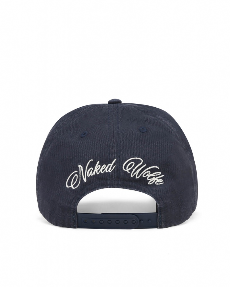 Naked Wolfe Signature Unconstructed Cap Men's Hats Navy UK | P5G-6365