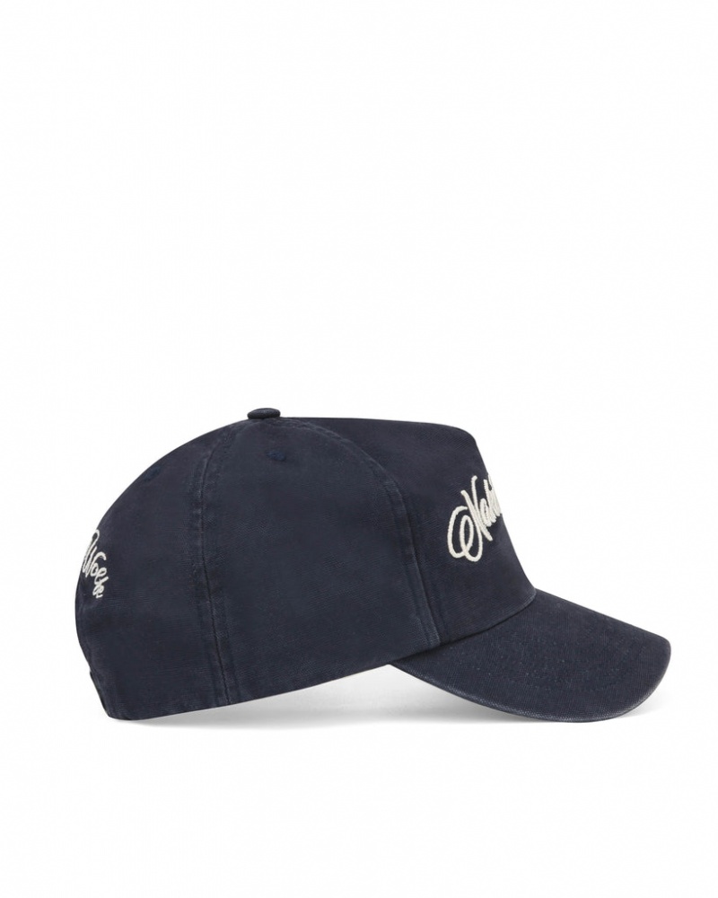 Naked Wolfe Signature Unconstructed Cap Men's Hats Navy UK | P5G-6365