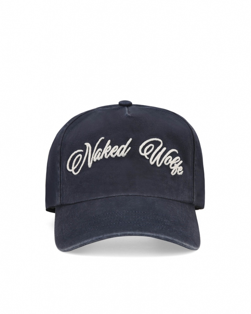 Naked Wolfe Signature Unconstructed Cap Men\'s Hats Navy UK | P5G-6365