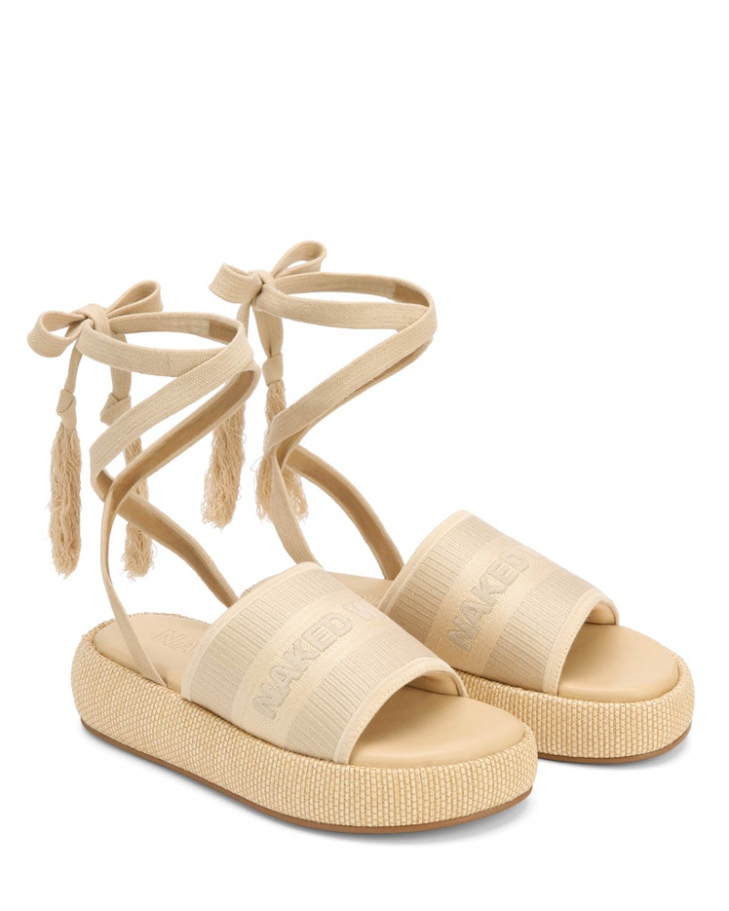 Naked Wolfe Surf Raffia Women's Sandals Beige UK | L1O-5101