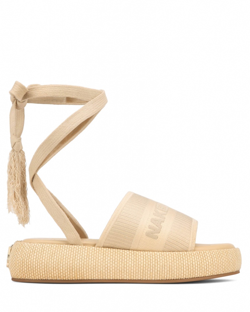 Naked Wolfe Surf Raffia Women\'s Sandals Beige UK | L1O-5101