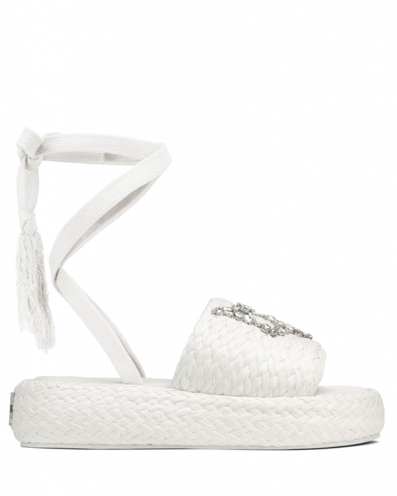 Naked Wolfe Surf Raffia Women\'s Sandals White UK | C7F-6502