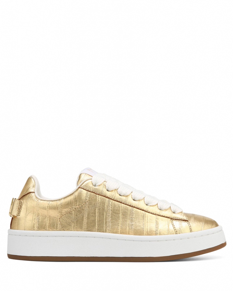 Naked Wolfe Suri Eel Print Women\'s Sneakers Gold UK | O0D-2620