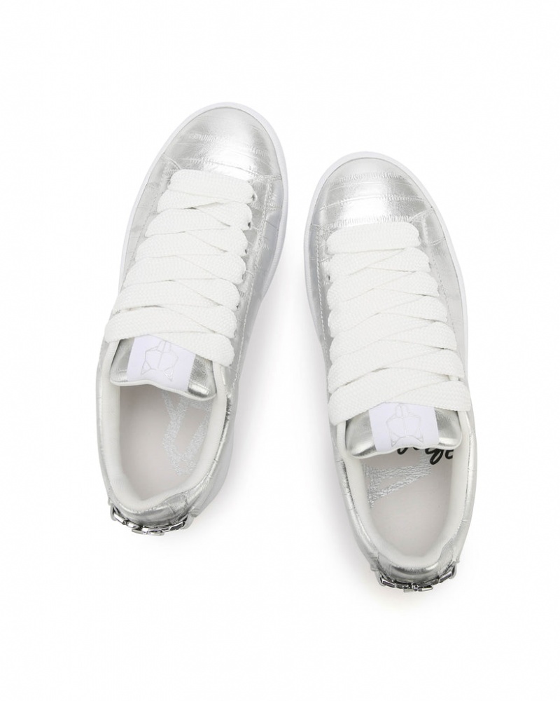 Naked Wolfe Suri Eel Print Women's Sneakers Silver UK | R2K-3436