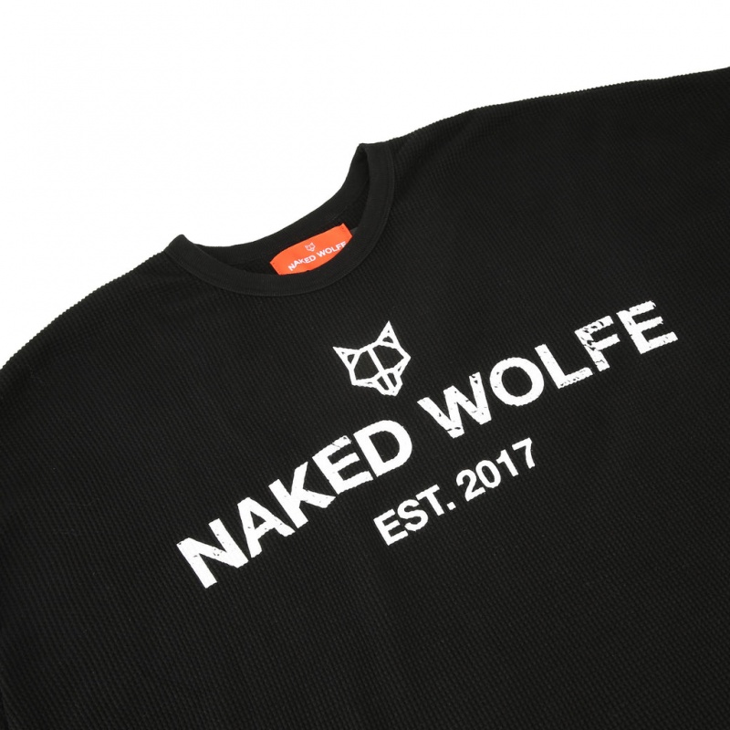 Naked Wolfe Thermal Men's Sweatshirts Black UK | M4A-9776