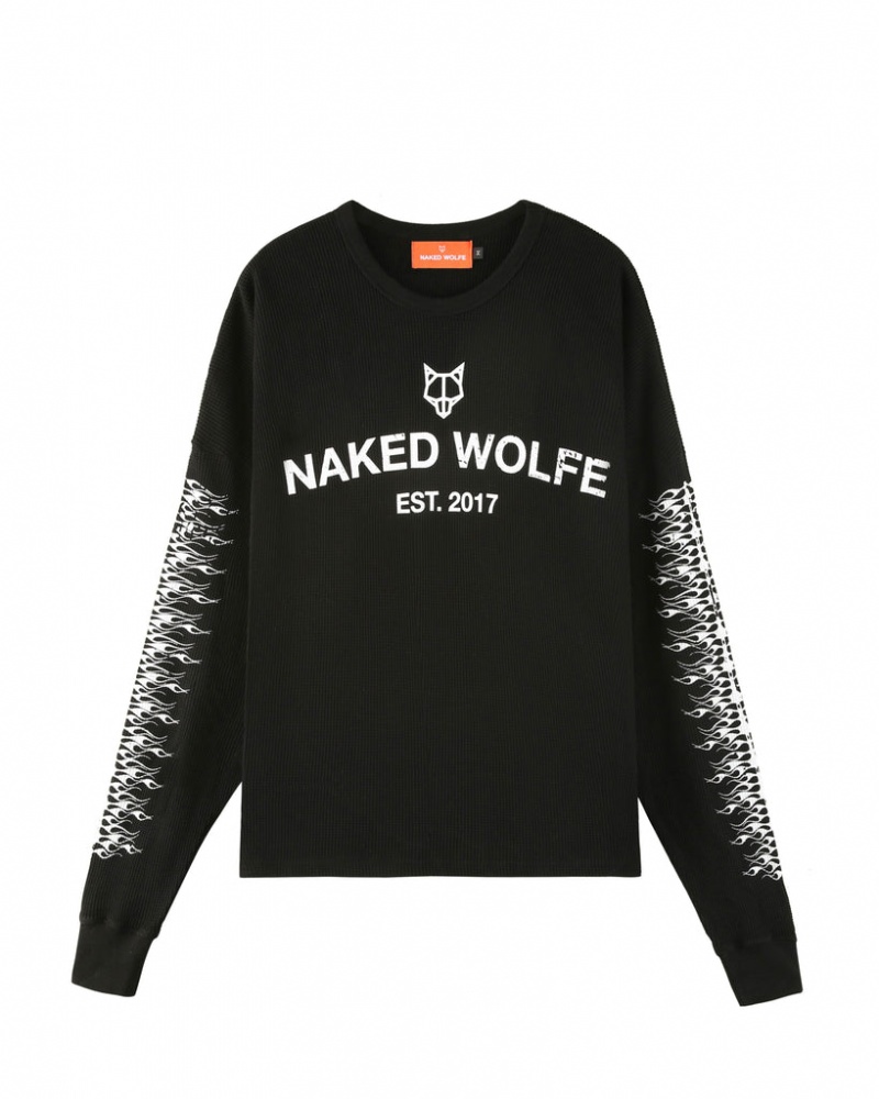 Naked Wolfe Thermal Men\'s Sweatshirts Black UK | M4A-9776