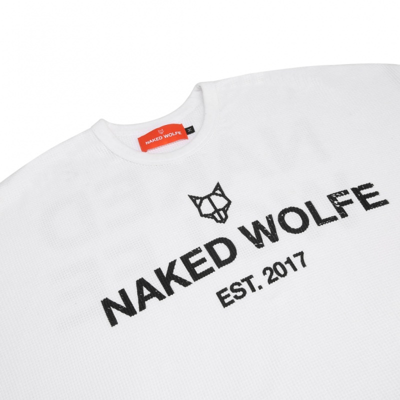 Naked Wolfe Thermal Men's Sweatshirts White UK | S8U-6514