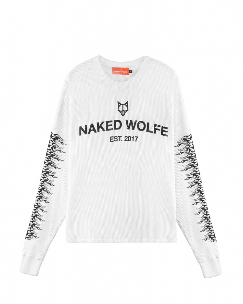 Naked Wolfe Thermal Men\'s Sweatshirts White UK | S8U-6514