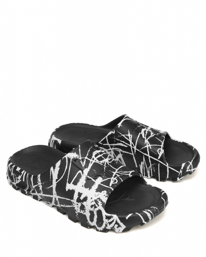 Naked Wolfe Tommy Men's Slides Black / White UK | A7F-4303