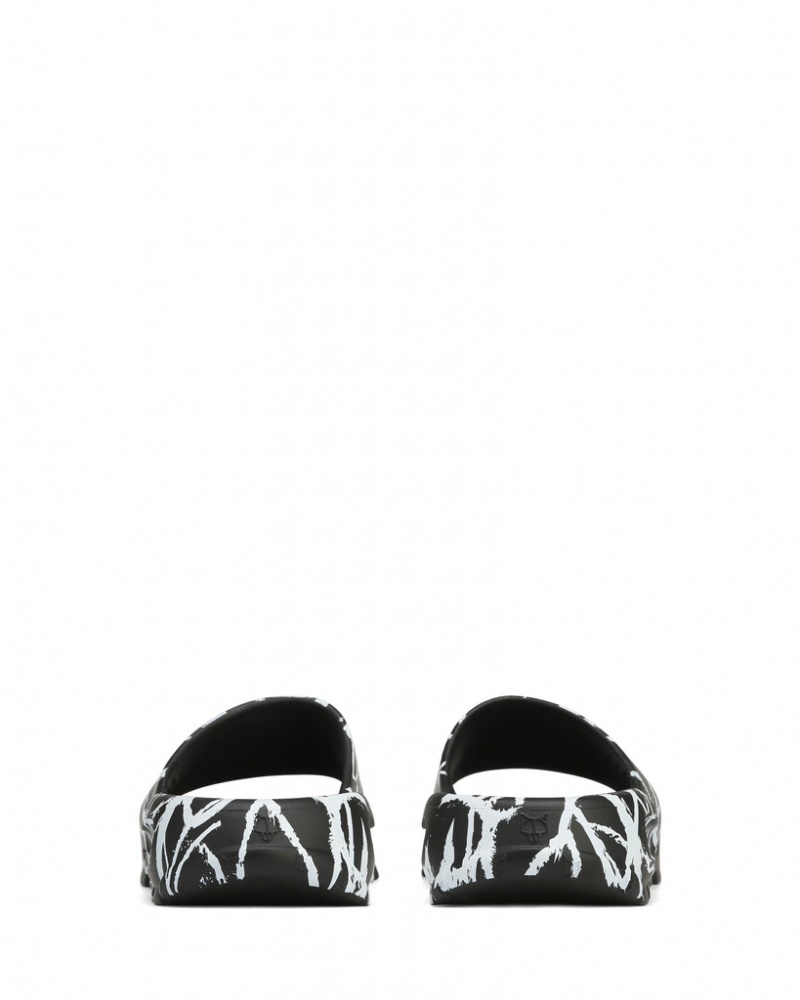 Naked Wolfe Tommy Men's Slides Black / White UK | A7F-4303